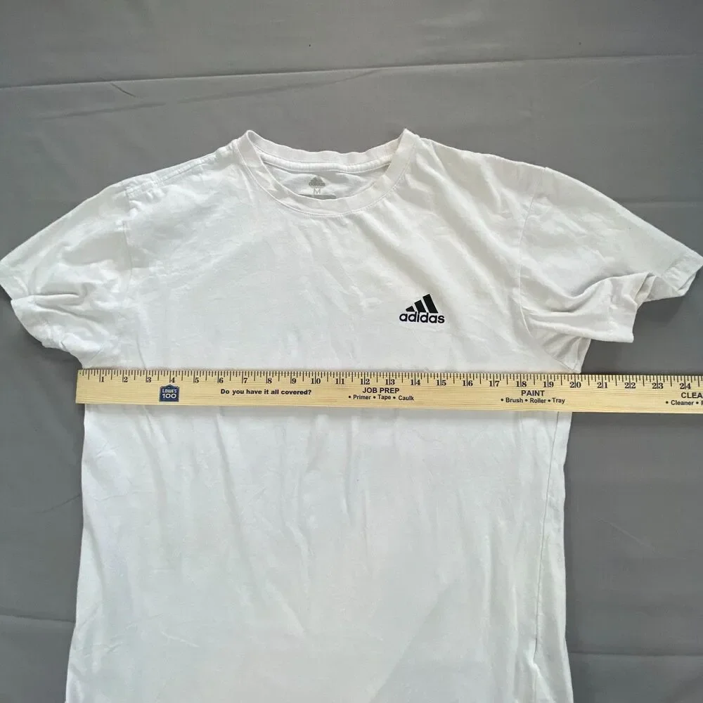 Adidas Golf Mens Medium M White Crew Neck Short Sleeve Logo Graphic T-Shirt Tee